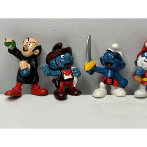 Vintage Lot Of 8 Smurf Figurines Schleich Peyo 1975,